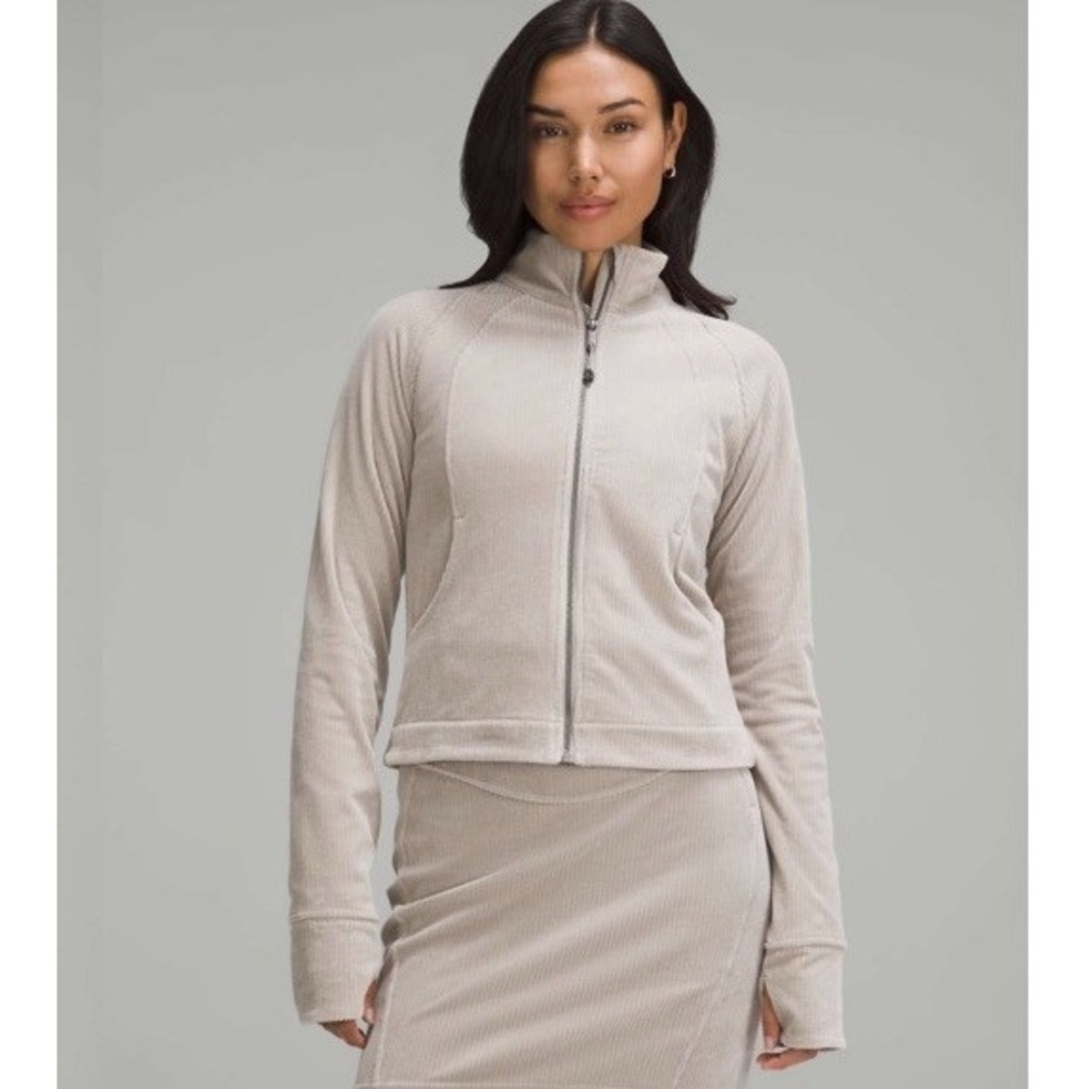 Lululemon Scuba Track Jacket *Velvet Cord Size 10 Riverstone